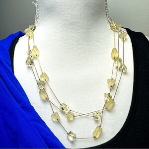 Coldwater Creek Gold Tone Triple Strand Geometric Glass Beaded Necklace 5351 R
